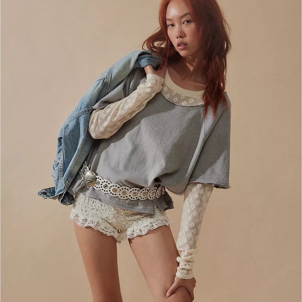 Free People We The Free Keepsake Twofer long sleeve lace double layer top